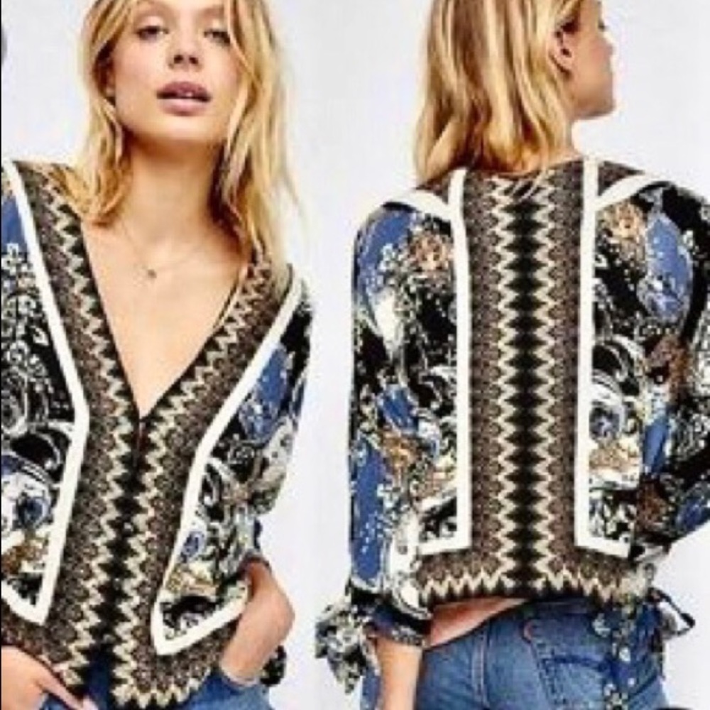 Free People Cheetah Tribal Print Crop Top Size S